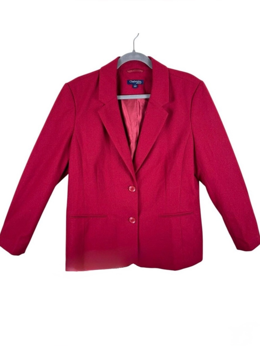 Chadwicks Red Collared Single Breasted Button Up Lined Wool Pea Coat Size M